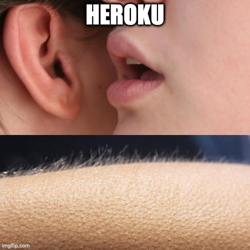 A woman whispers Heroku to a man’s ear
